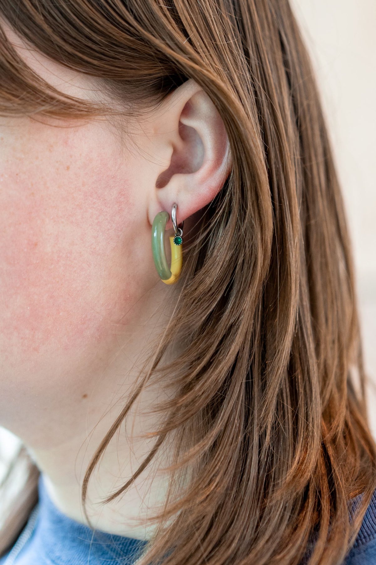 Oorbellen Duo Color Hoop olive lime