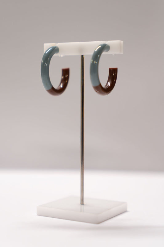 Oorbellen Duo Color Hoop dusty blue caramel