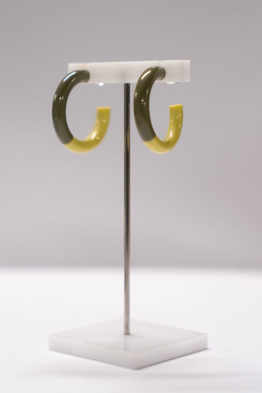 Oorbellen Duo Color Hoop olive lime