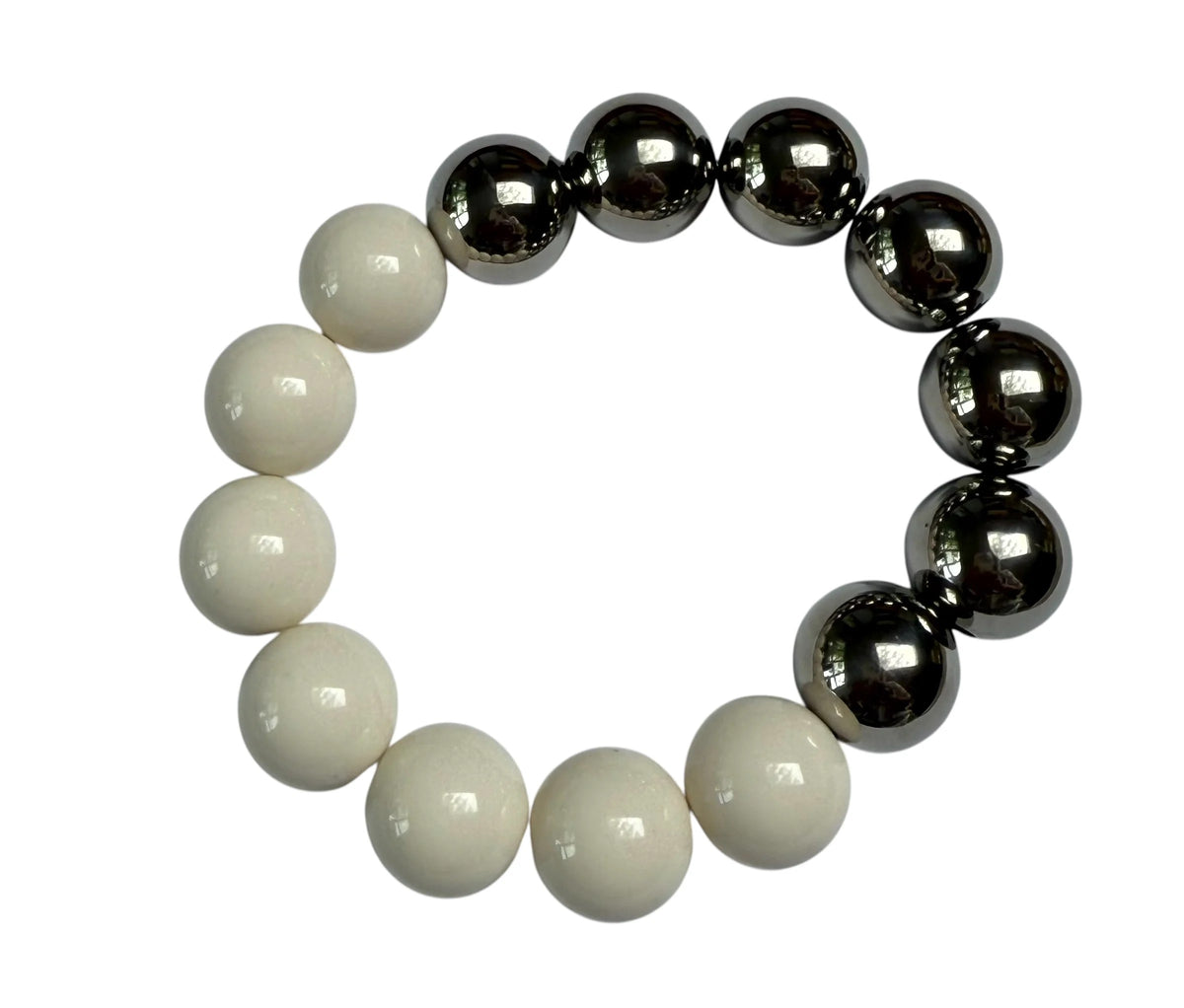 Armband Solv&Hvid Chunky bead wit/zilver
