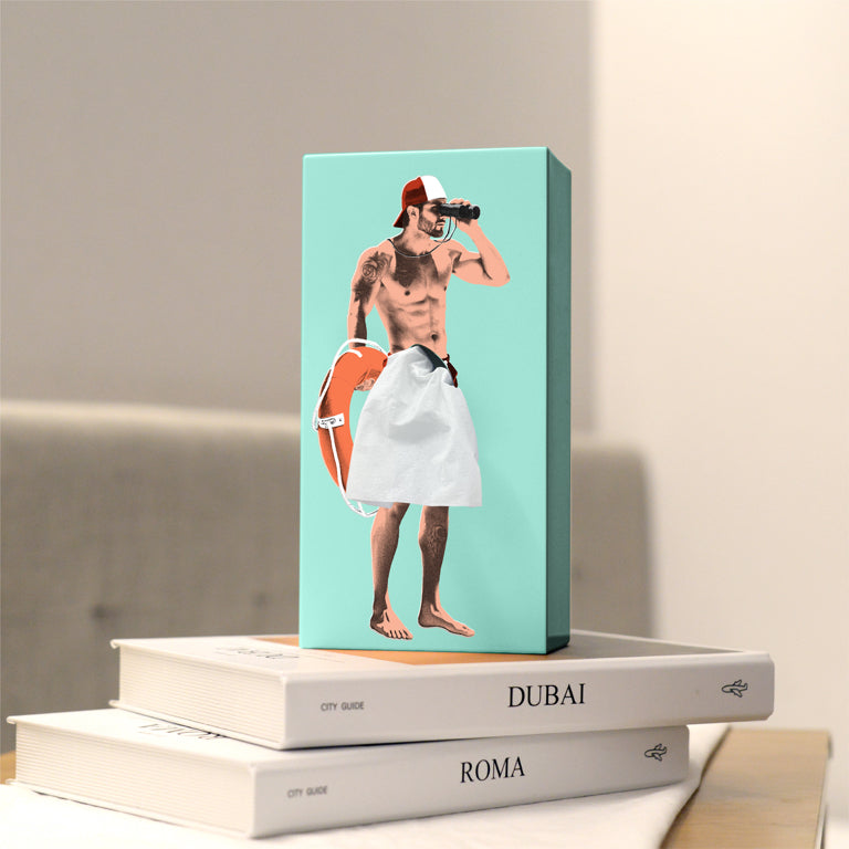 Tissuehouder man blauw