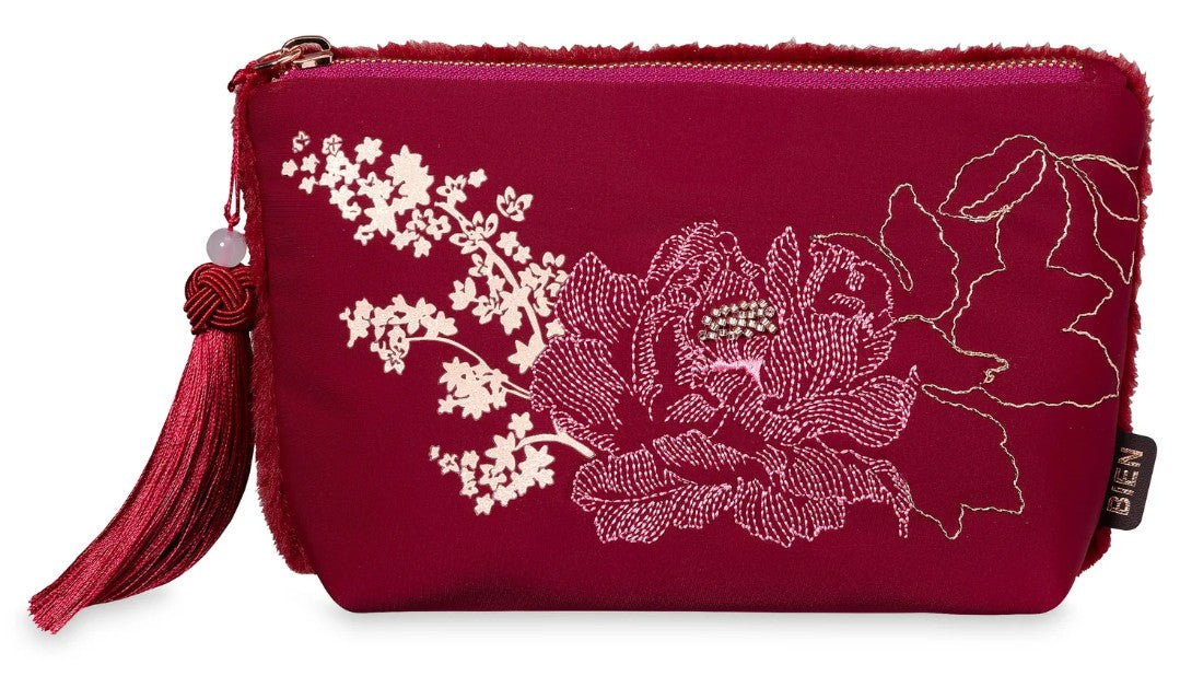 Tasje Fake fur glitter flowers embroidery