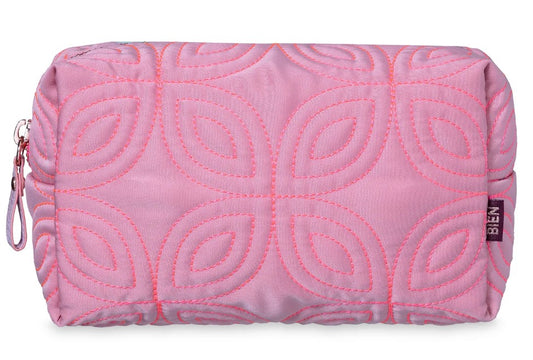 Tasje soft touch pouch Quilted flowers pink