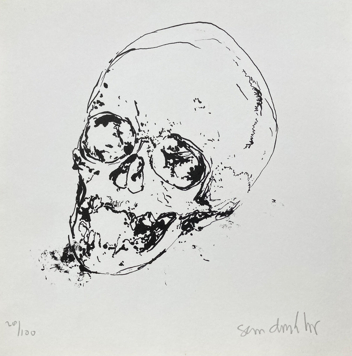 Lithografie Sam Drukker Schedel