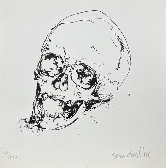 Lithografie Sam Drukker Schedel