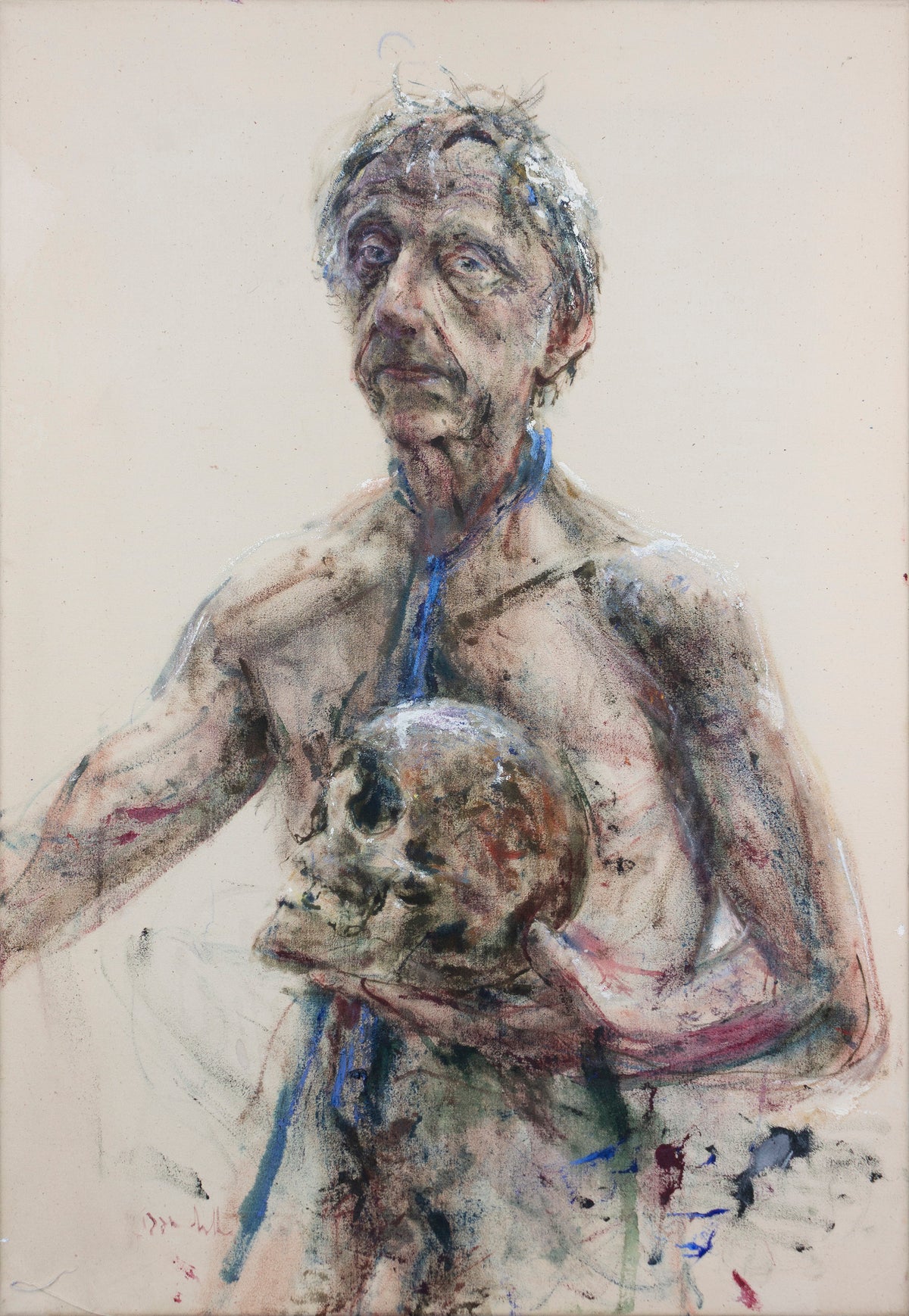 Postkaart Zelfportret met schedel