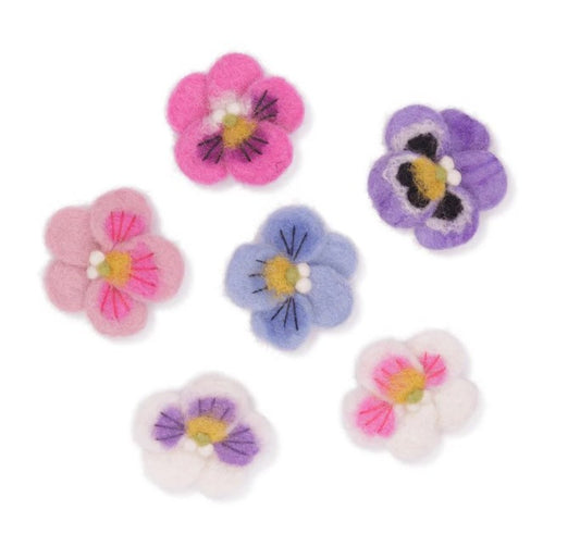 Broche Viooltje vilt kleurenmix