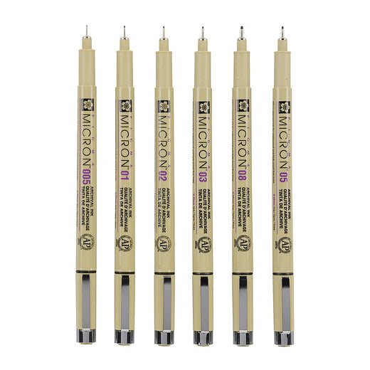 Fineliners set van 6 zwart Talens