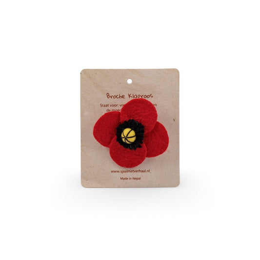 Broche Klaproos vilt rood