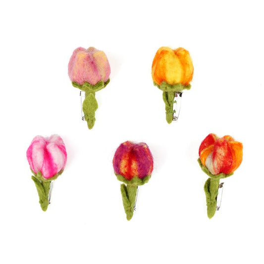 Broche Tulp vilt kleurenmix