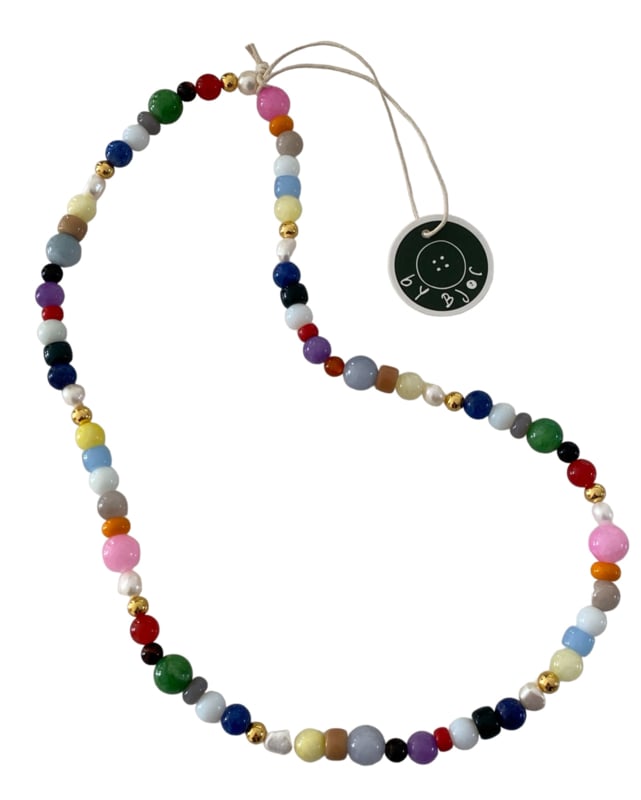 Ketting colorful pearl & bead Bybjor Goud