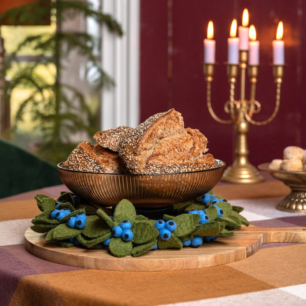 Krans XL blauwe bes vilt