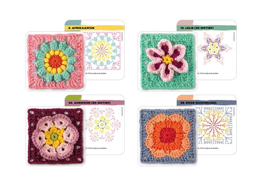 Haken Granny Squares bloemen mix&match box