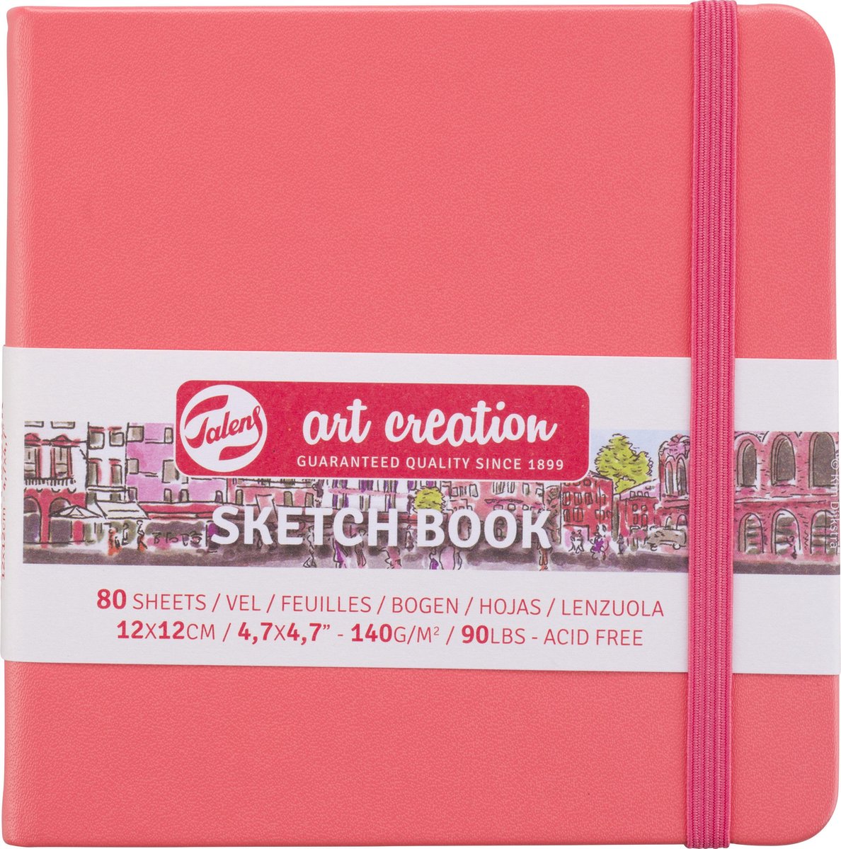 Schetsboekje 12x12cm roze coral
