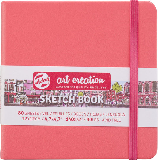Schetsboekje 12x12cm roze coral